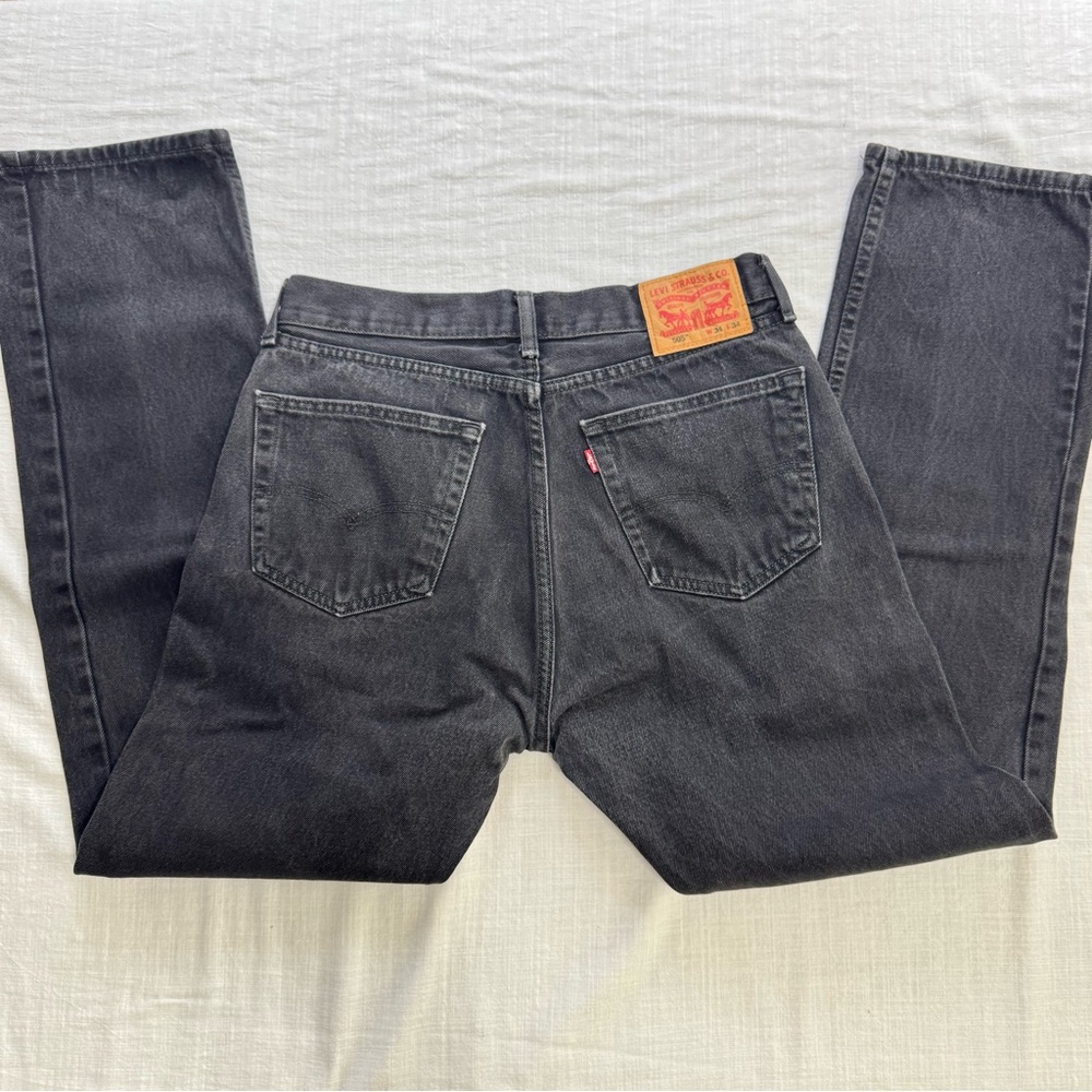 Levi's Men’s Vintage 505 Black Straight-Leg Jeans Classic Style 34 - Picture 4 of 11
